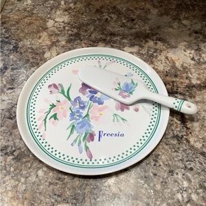 Floral Cake Plate and Server Set